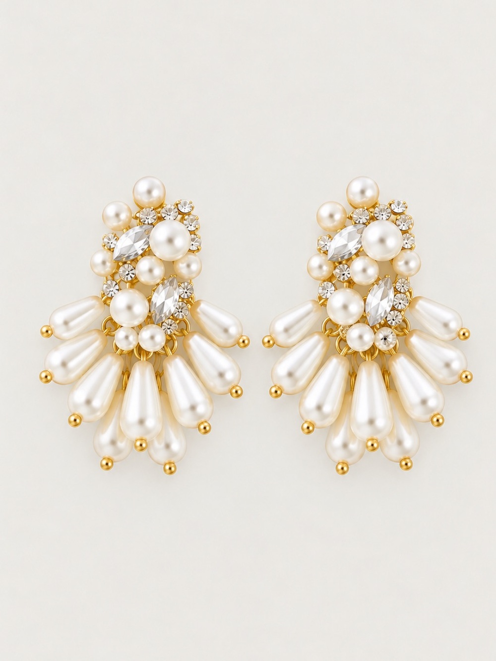 New! Gold Pearl Chandelier Earrings NWOT